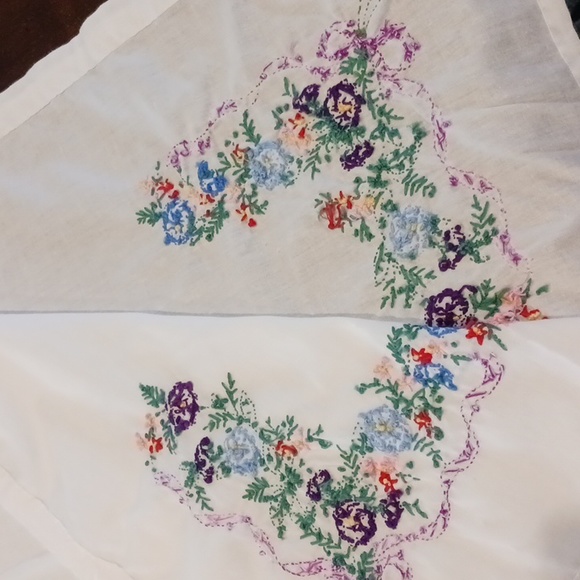 TABLECLOTH Handmade Hand EMBROIDERED 41x42" blue green purple pink red Grandma c - Picture 4 of 7